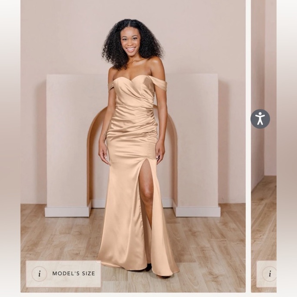 Revelry Honey Beige Satin Bridesmaid Dress